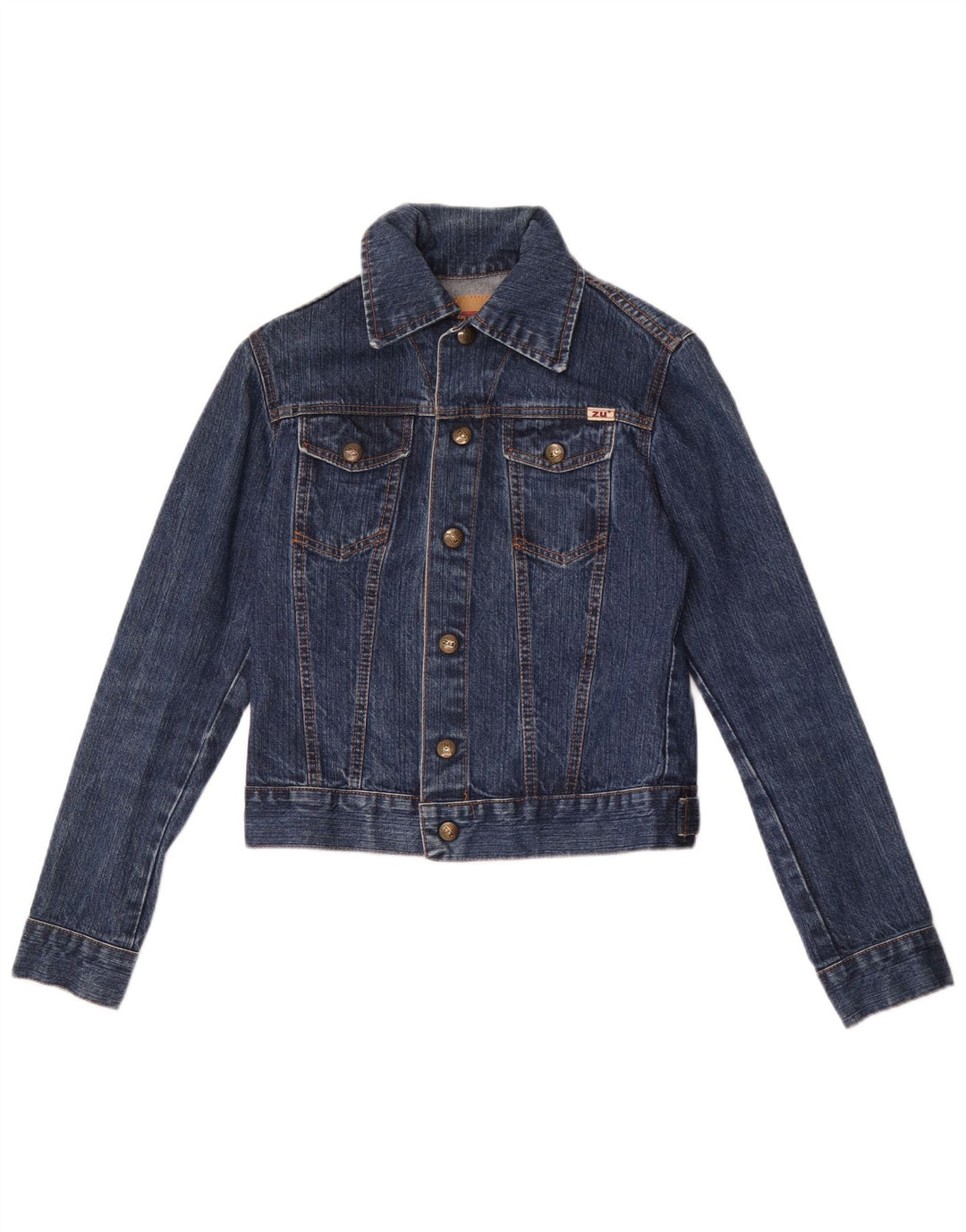 Zu Elements Damen Crop Denim Jacke IT 40 Small Blau Baumwolle