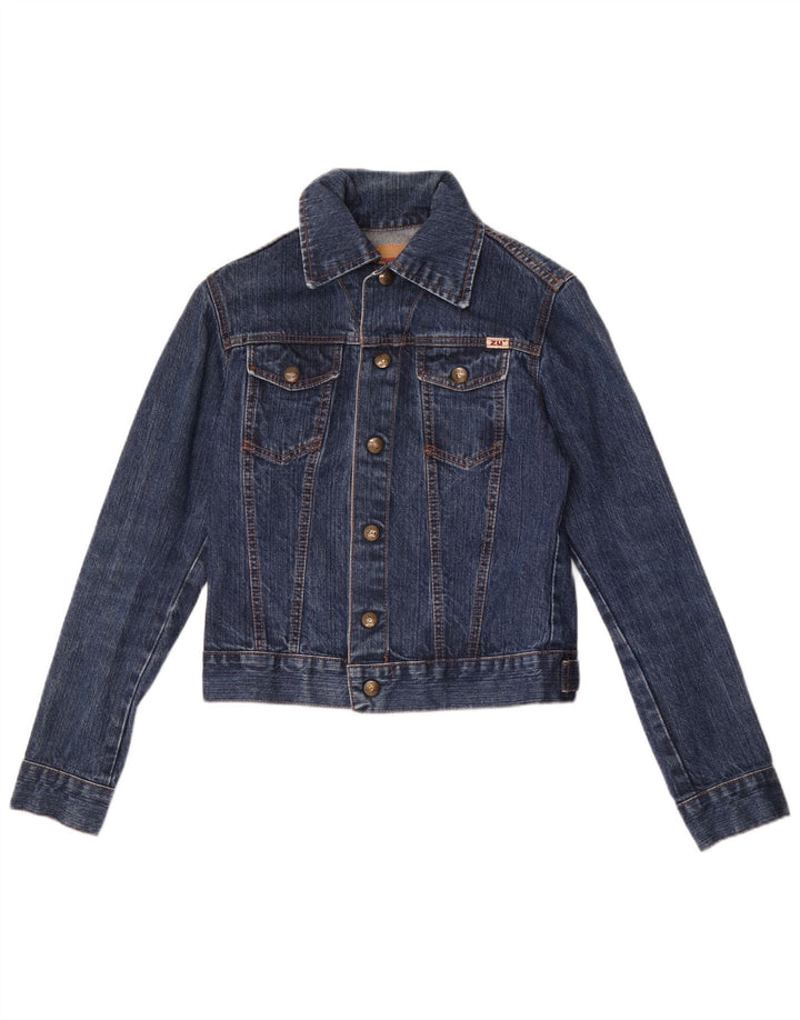 Zu Elements Damen Crop Denim Jacke IT 40 Small Blau Baumwolle