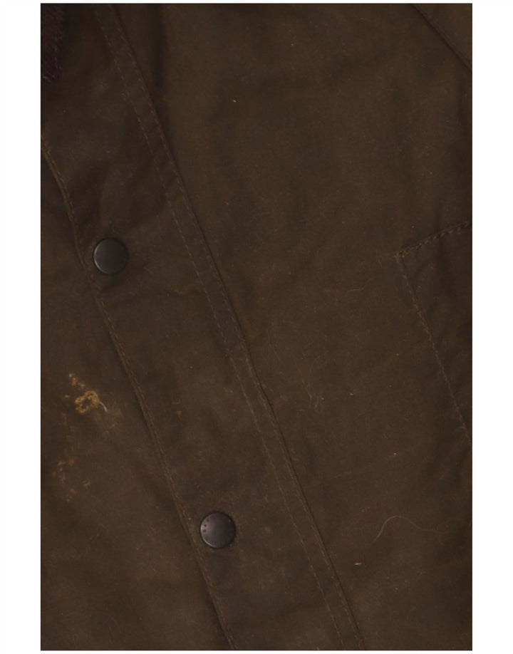 Barbour Jungen-Jacke aus gewachster Baumwolle mit Kapuze, 7–8 Jahre, Größe L, Khaki