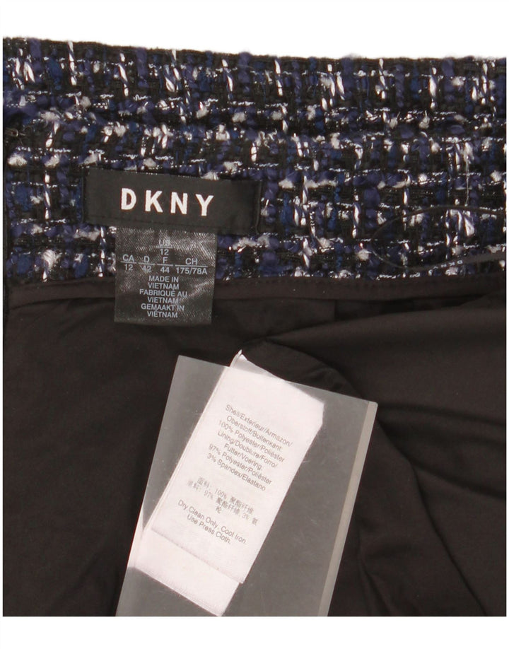 Dkny Damen Bleistiftrock US 12 Large W34 Marineblau meliertes Polyester