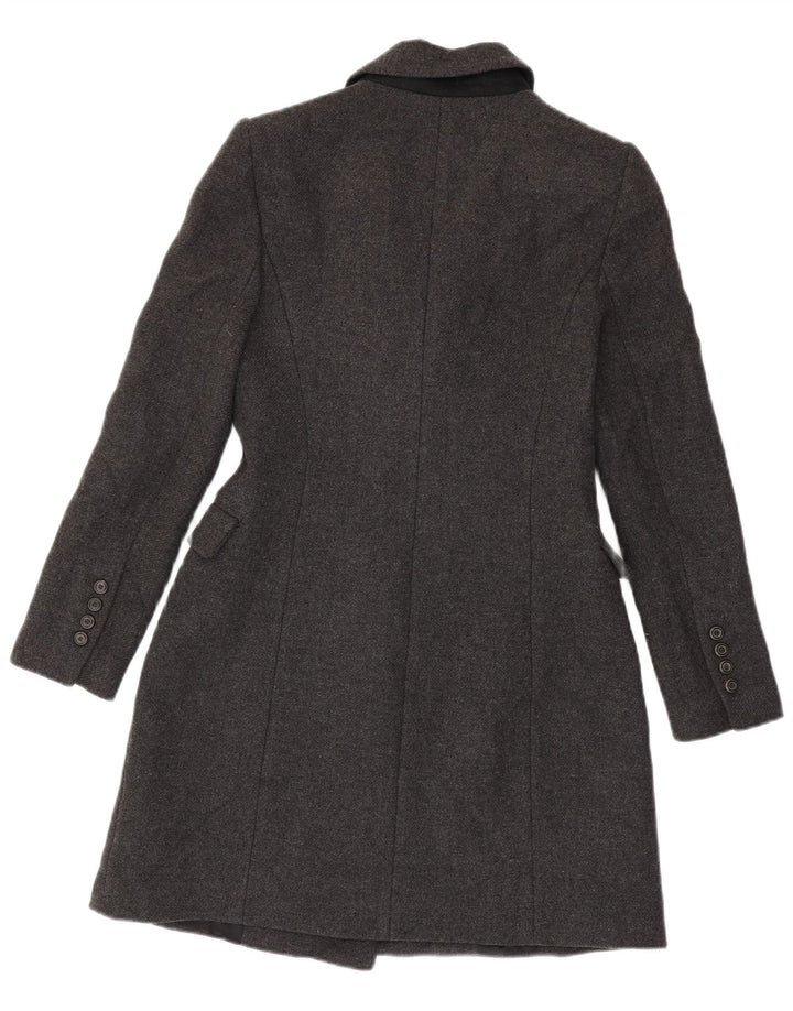 ZARA Damen Zweireihiger Mantel UK 12 Mittelgrau