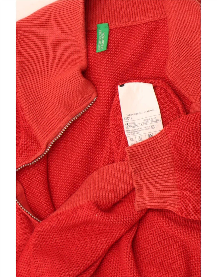 Benetton Herren-Strickjacke, klein, aus roter Baumwolle