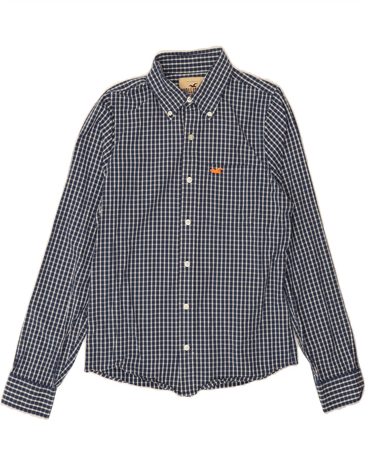 HOLLISTER Mens Shirt Medium Navy Blue Check Cotton Vintage Hollister and Second-Hand Hollister from Messina Hembry 
