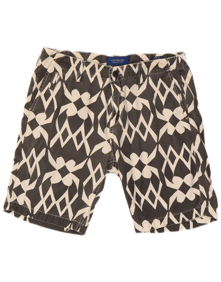 Scotch & Soda Herren Chinoshorts W30 mittelgraue geometrische Baumwolle