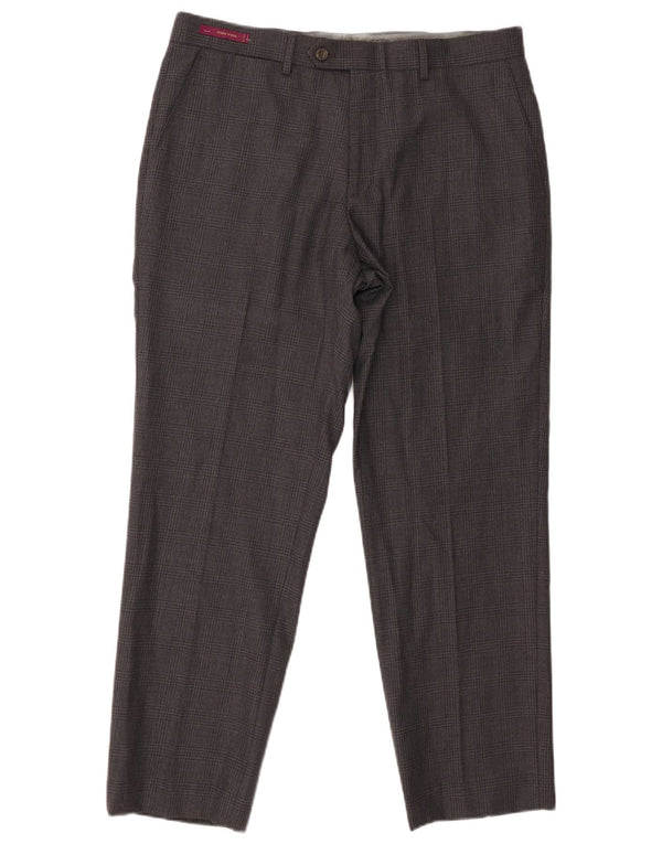 Marks & Spencer Tailored Fit Tapered Anzughose für Herren, W34 L29, grau kariert