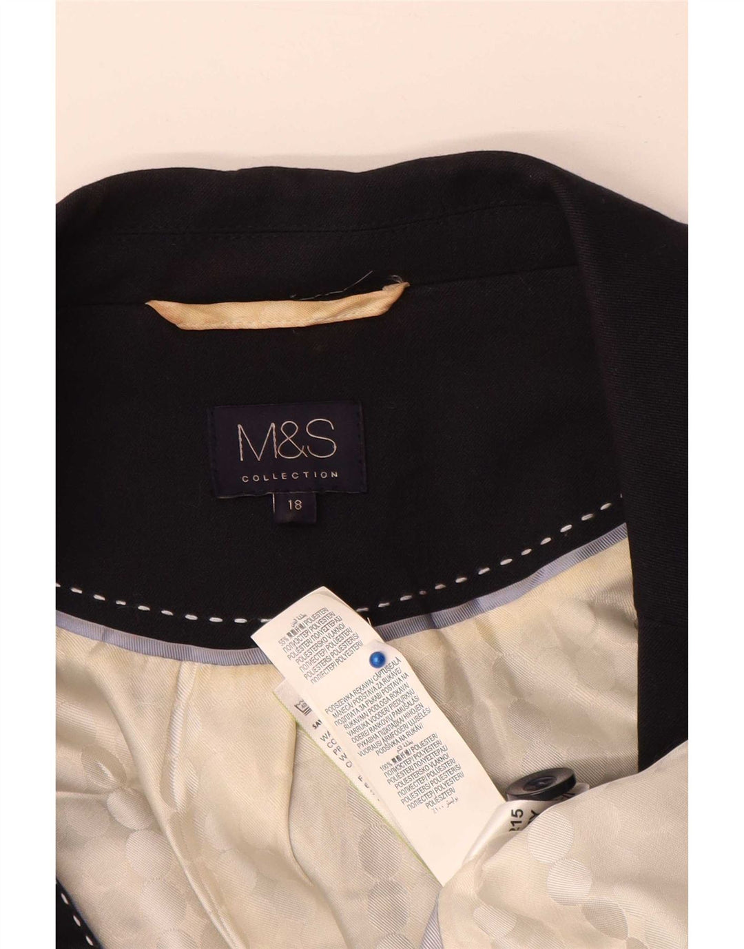 Marks & Spencer Damen-Blazer mit 1 Knopf, UK 18, XL, Marineblau, Polyester