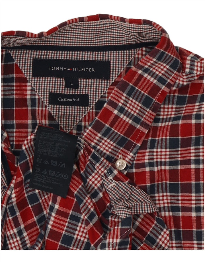 Tommy Hilfiger Herren-Hemd mit individueller Passform, groß, rot kariert, Baumwolle