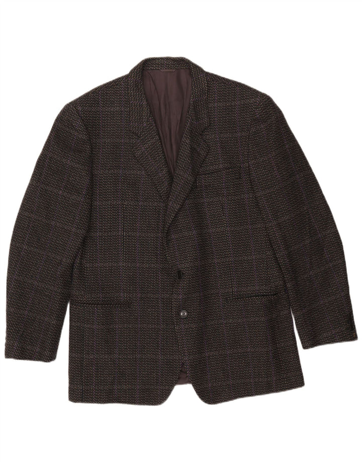 Cerruti 1881 Herren-Blazer mit 2 Knöpfen, IT 54 2XL, grau karierte Lammwolle
