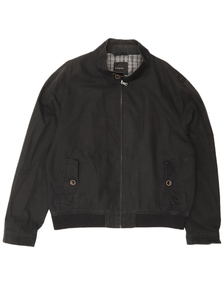 Marks & Spencer Herren Autograph Bomberjacke UK 42 XL Schwarz Baumwolle