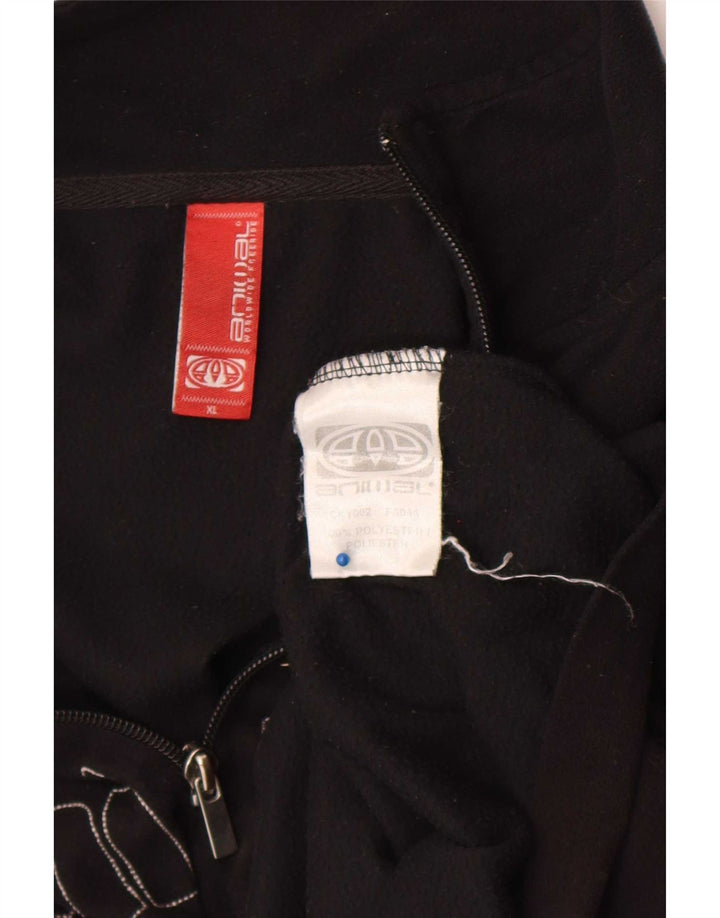 Animal Herren-Fleecepullover mit grafischem Reißverschluss und Halsausschnitt, XL, Schwarz, Polyester