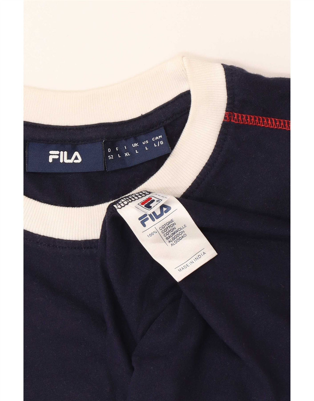 Fila Herren-T-Shirt-Oberteil, groß, marineblau, gestreift, Baumwolle