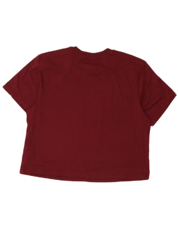 Adidas Damen Crop Oversized T-Shirt Top UK 8/10 Small Burgund Baumwolle
