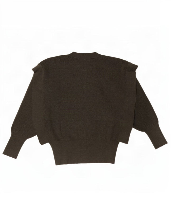 Zara Damen-Pullover mit Fledermausärmeln und Rundhalsausschnitt, UK 10, kleine Khaki-Wolle