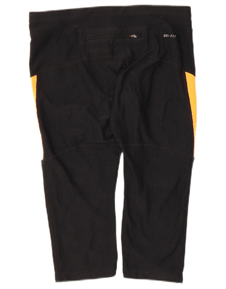 NIKE Womens Dri Fit Capri Leggings UK 14 Medium Black Colourblock