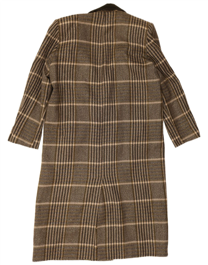 Vintage Damen Übergroßer Mantel UK 14 Medium Khaki Check