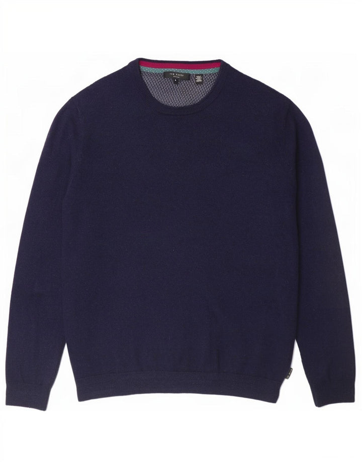 Ted Baker Herren-Pullover mit Rundhalsausschnitt, Größe 4, große marineblaue Wolle