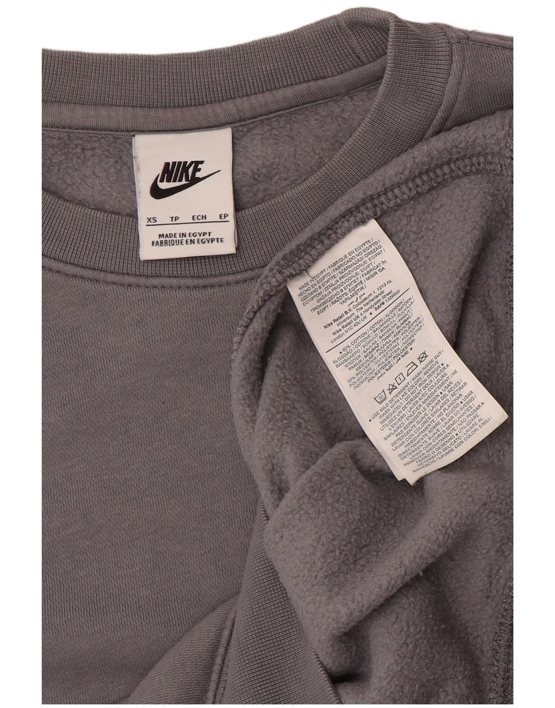 NIKE Herren-Sweatshirt mit Swoosh-Grafik, XS, graue Baumwolle