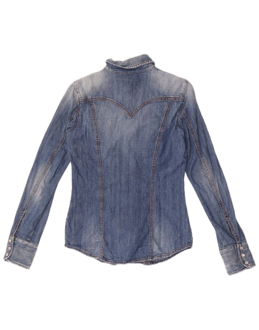 Gas Damen Jeanshemd UK 12 Mittelblaue Baumwolle