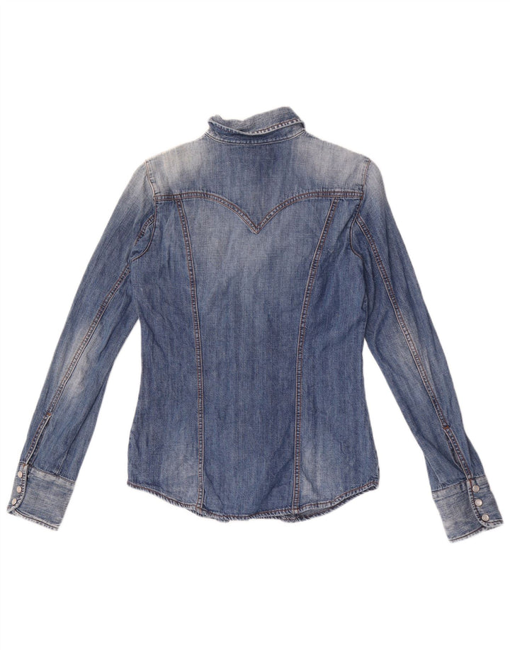 Gas Damen Jeanshemd UK 12 Mittelblaue Baumwolle