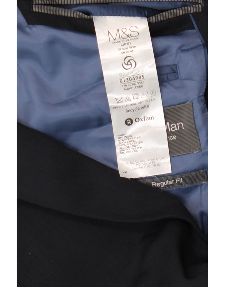 Marks & Spencer Herren-Blazer mit 2 Knöpfen, UK 42, große marineblaue Wolle