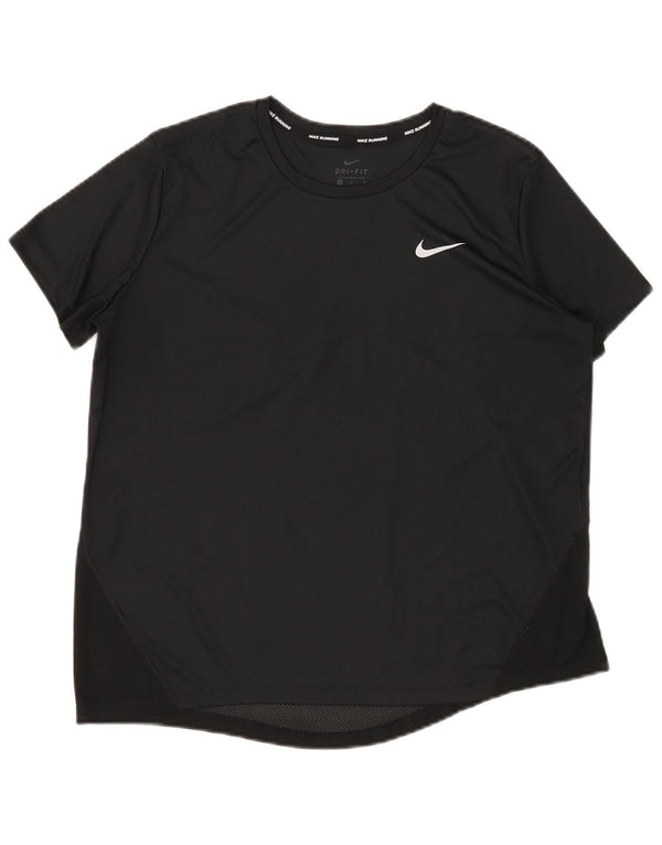 Nike Damen Dri Fit T-Shirt Top UK 16 Large Schwarz