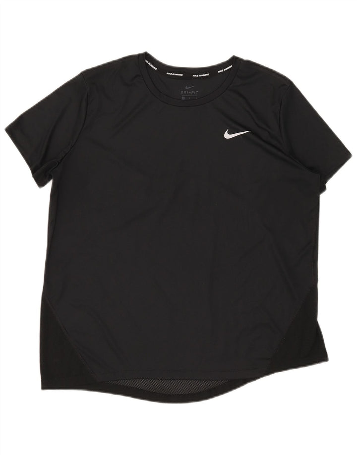 Nike Damen Dri Fit T-Shirt Top UK 16 Large Schwarz