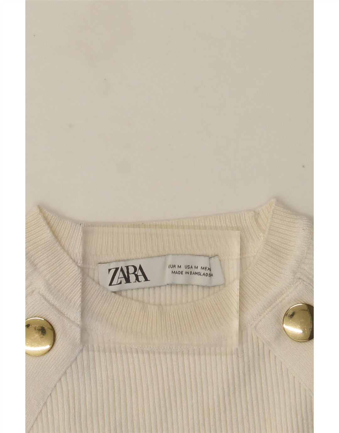 Zara Damen Crop Crew Neck Pullover Pullover UK 12 Mittelweiß