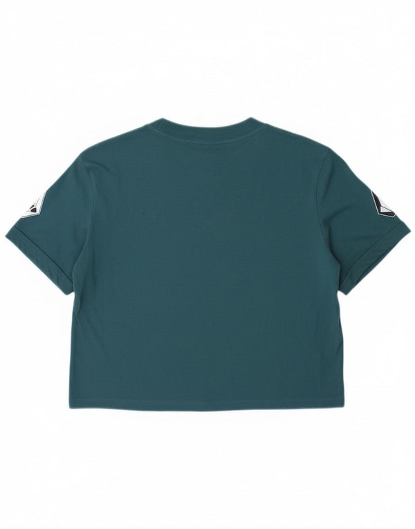 Volcom Damen Loose Fit Crop Graphic T-Shirt Top Größe 4/6 Small Blau