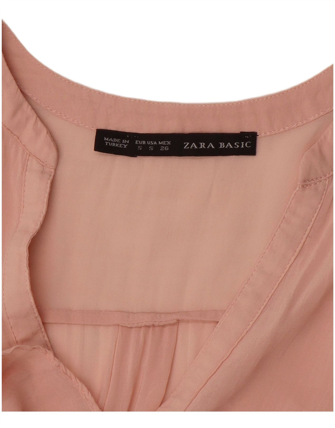 Zara Damen 3/4-Ärmel Durchsichtiges Tunika-Oberteil UK 10 Small Pink