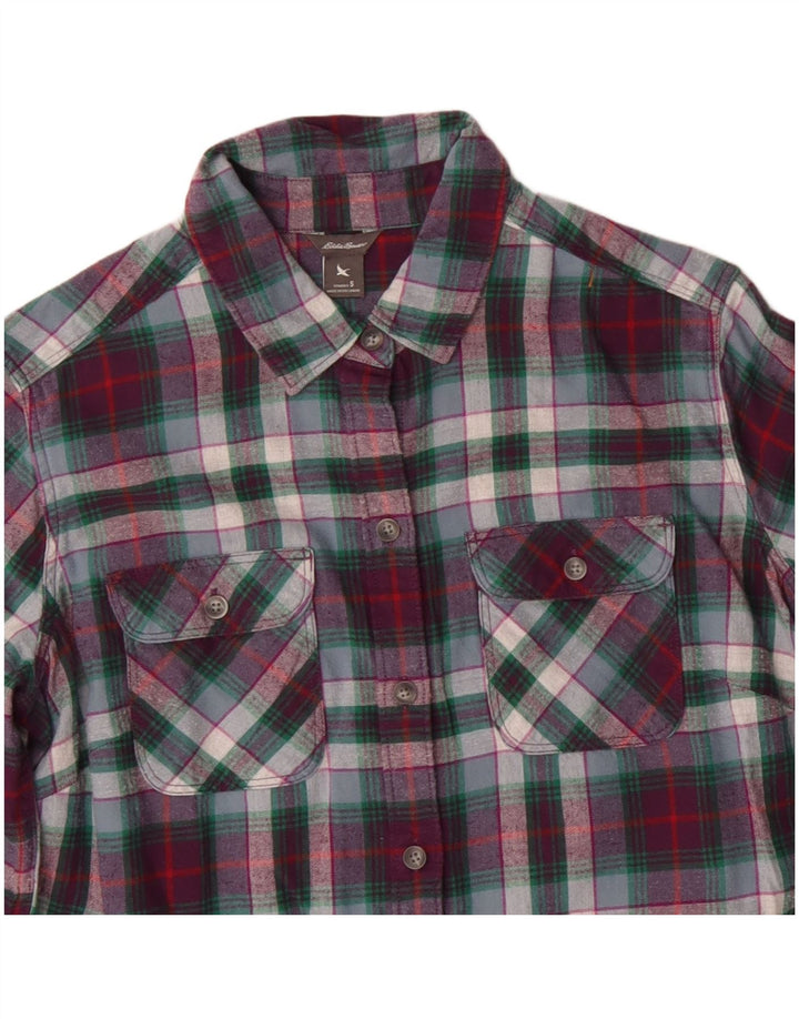 Eddie Bauer Damen Flanellhemd UK 10 Small Mehrfarbig kariert Baumwolle