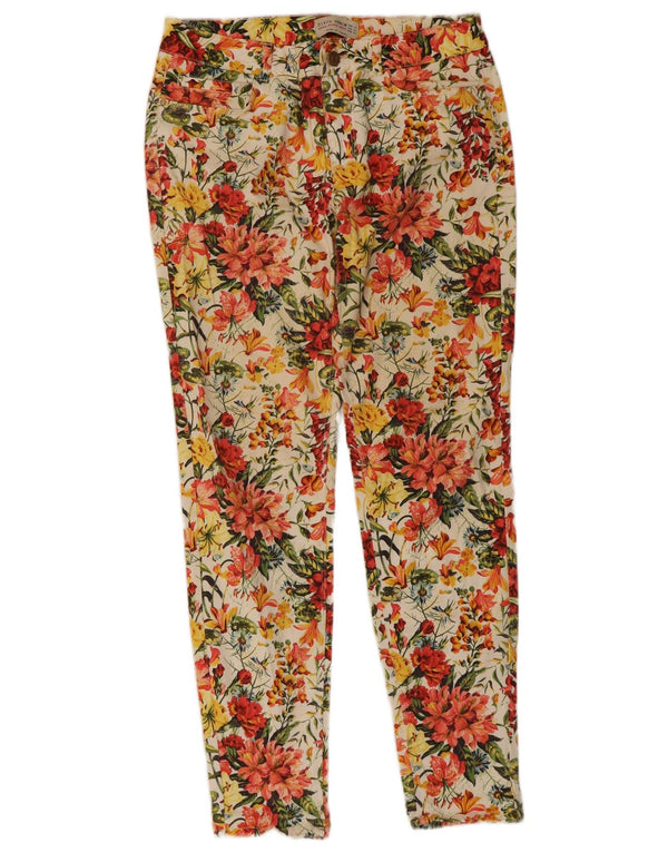 Schmale Freizeithose für Damen von Zara, EU 38, Größe S, W28, L28, mehrfarbig, Blumenmuster