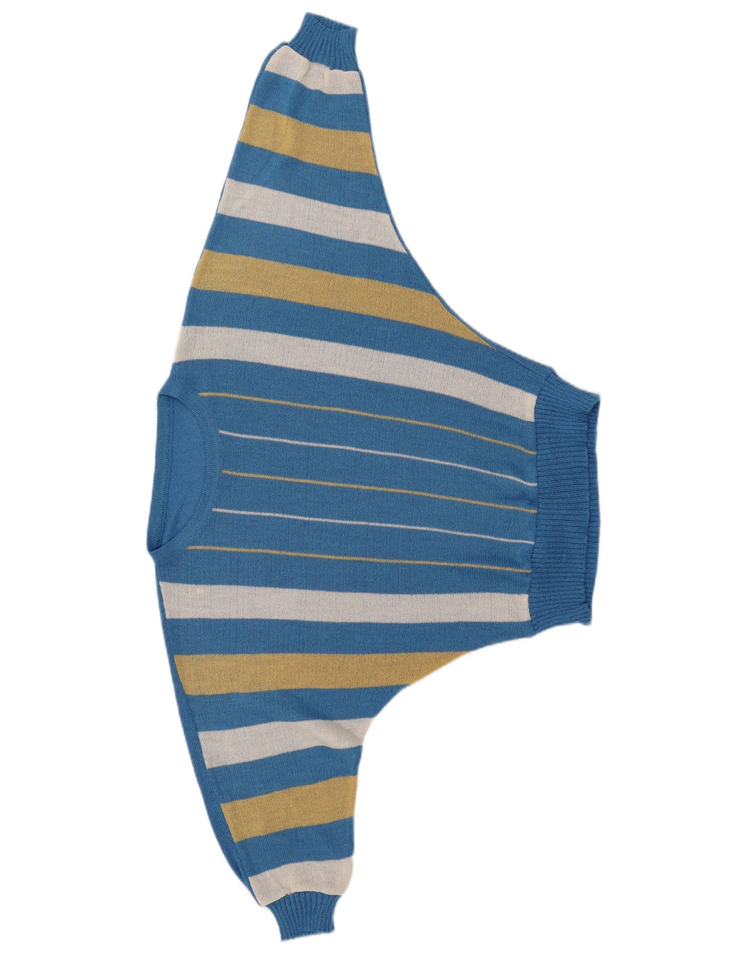 VINTAGE Damen Pullover mit Fledermausärmel und U-Boot-Ausschnitt, Größe 40, klein, blau gestreift