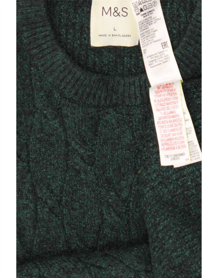 Marks & Spencer Herren-Pullover mit Rundhalsausschnitt, Größe L, Grün, Polyamid