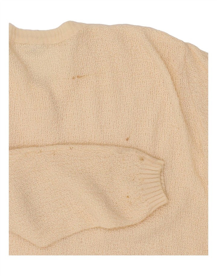 VINTAGE Womens Cardigan Sweater UK 14 Large Beige Vintage Vintage and Second-Hand Vintage from Messina Hembry 