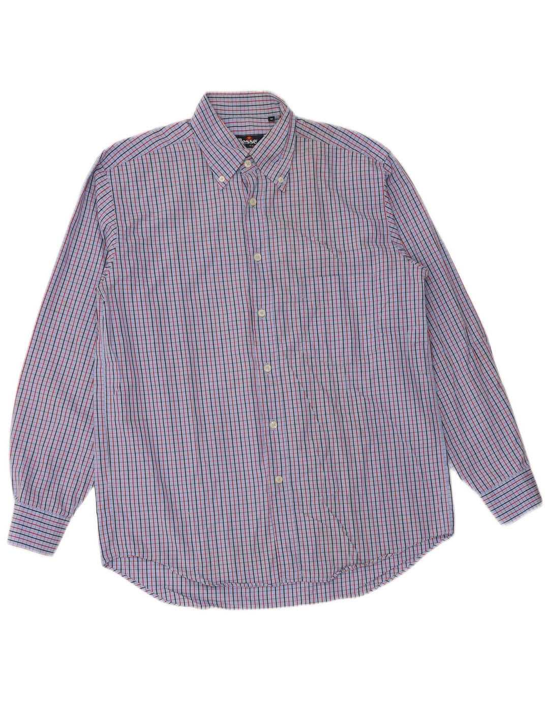 ELLESSE Herrenhemd aus mittelblauer Karo-Baumwolle