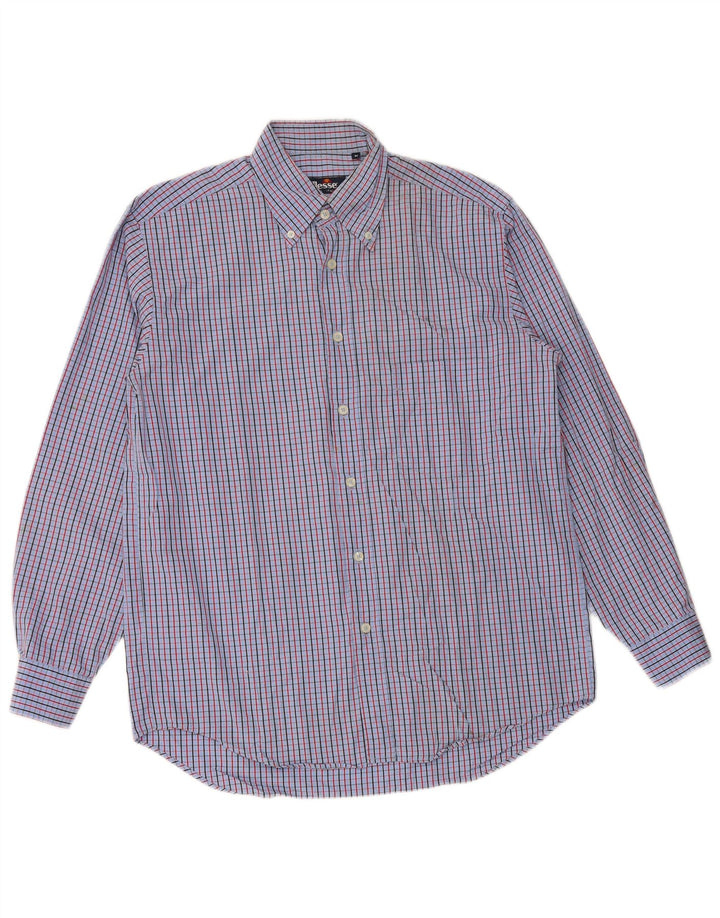 ELLESSE Herrenhemd aus mittelblauer Karo-Baumwolle