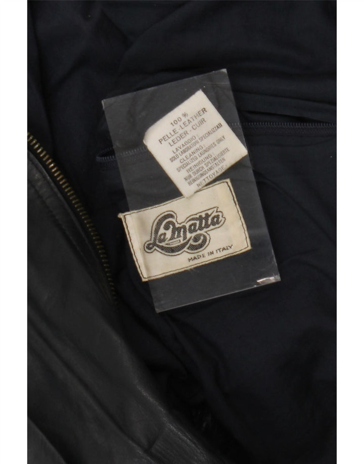 La Matta Herren Bomber-Lederjacke UK 38 Mittelmarineblaues Leder