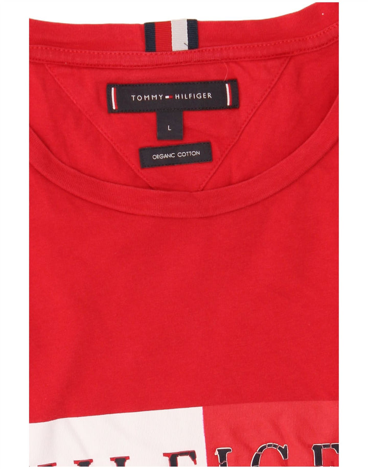 Tommy Hilfiger Herren-T-Shirt mit Grafik, groß, rot, Colourblock-Baumwolle