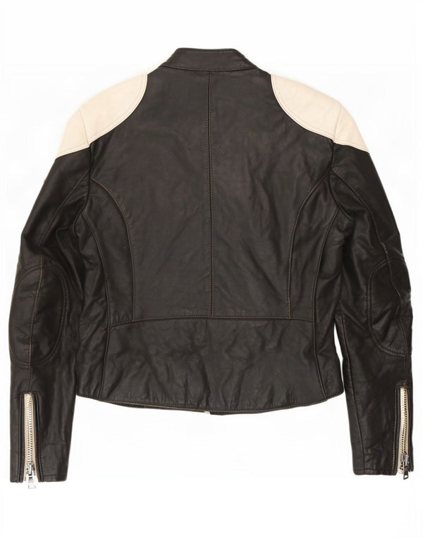IXS Herren-Leder-Racer-Jacke, EU 50, Mittelschwarz, Farbblock
