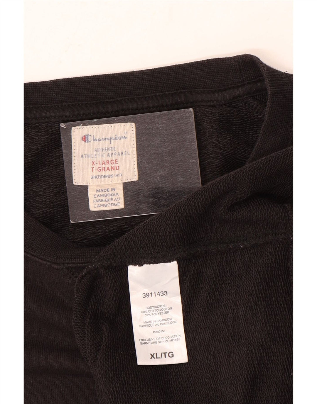 CHAMPION Herren-Sweatshirt mit Grafik, XL, schwarze Baumwolle