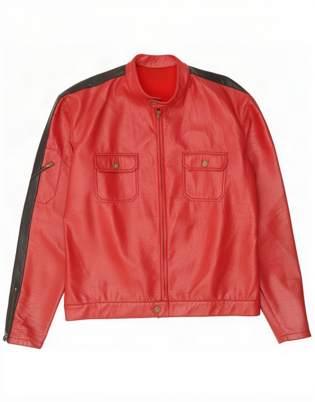 Vintage Herren Lederjacke UK 40 Large Red Colourblock