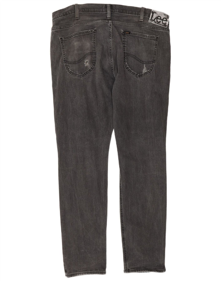 Lee Herren Luke Distressed Slim Jeans W36 L32 Graue Baumwolle