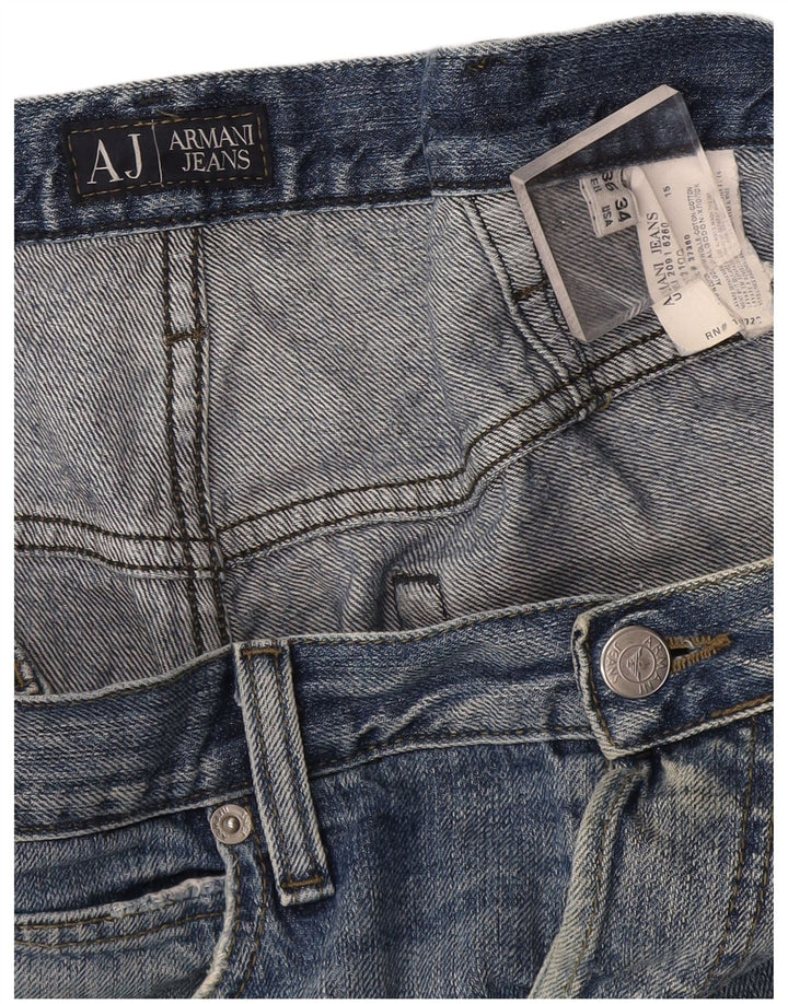 Armani Herren Straight Jeans W36 L34 Blaue Baumwolle