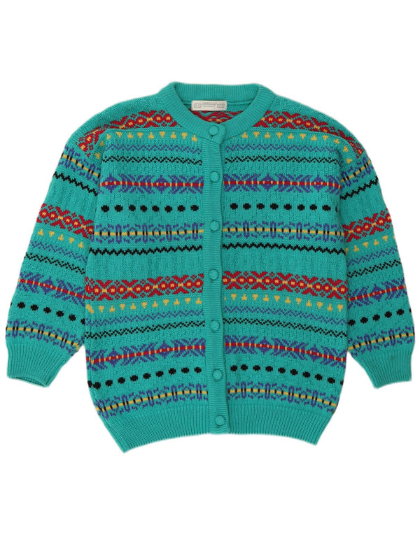 St. Bernard Damen Strickjacke Pullover UK 10 Small Türkis Fair Isle Retro