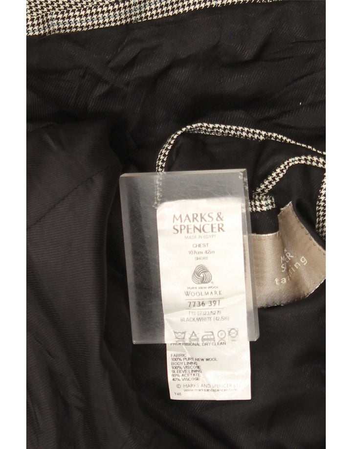 Marks & Spencer Herren-Blazer mit 2 Knöpfen, Gr. 42, Schwarz, Hahnentrittmuster