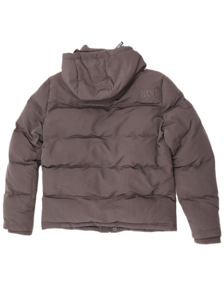 Superdry Herren Graphic Hooded Wattierte Jacke UK 36 Small Grau Polyester