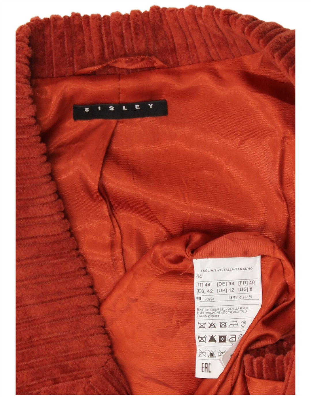 Sisley Damen Cord-Blazerjacke UK 12 Mittelbraun
