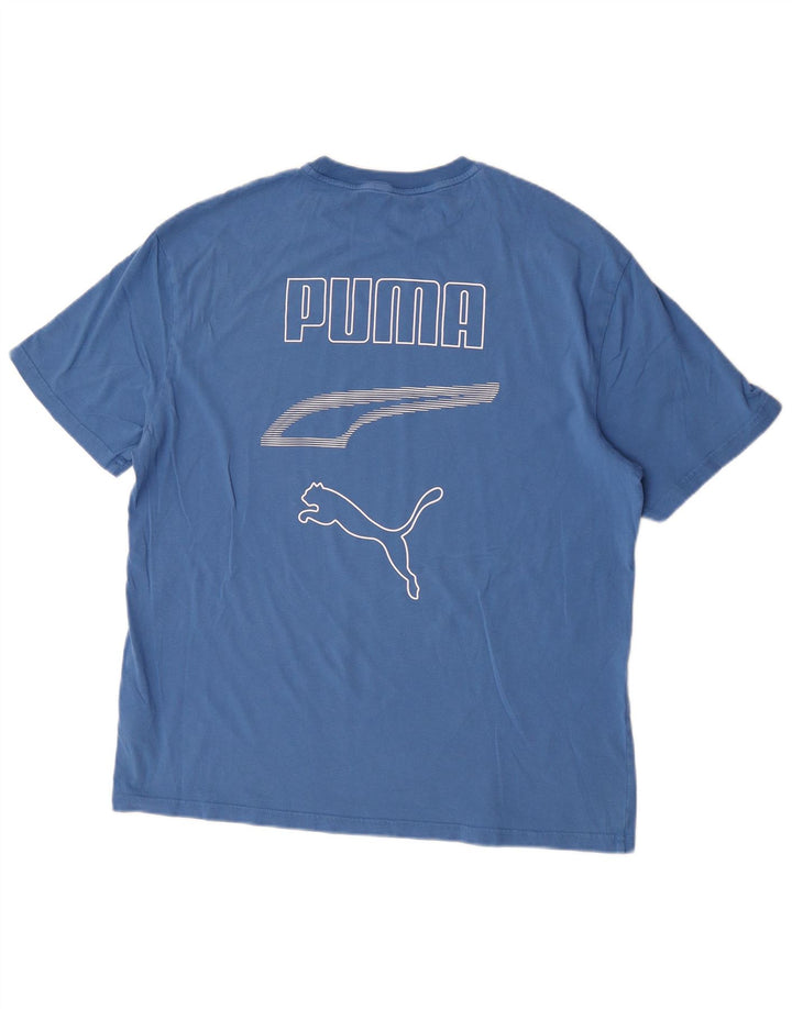 PUMA Herren Grafik T-Shirt Top Large Blau Baumwolle