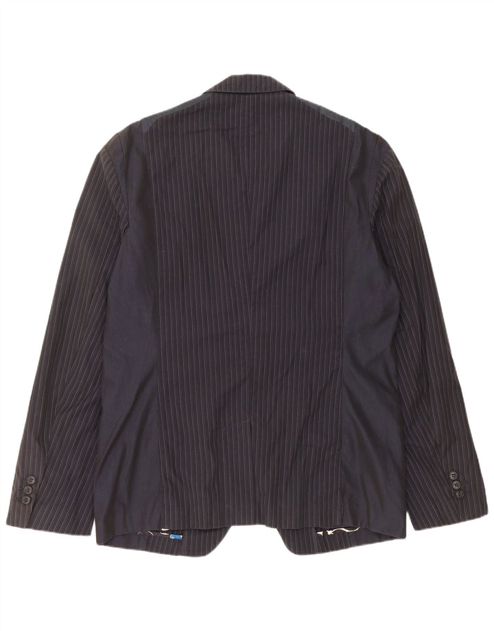 Iceberg Herren-Blazer mit 2 Knöpfen, IT 54 2XL, marineblaue Nadelstreifen-Baumwolle