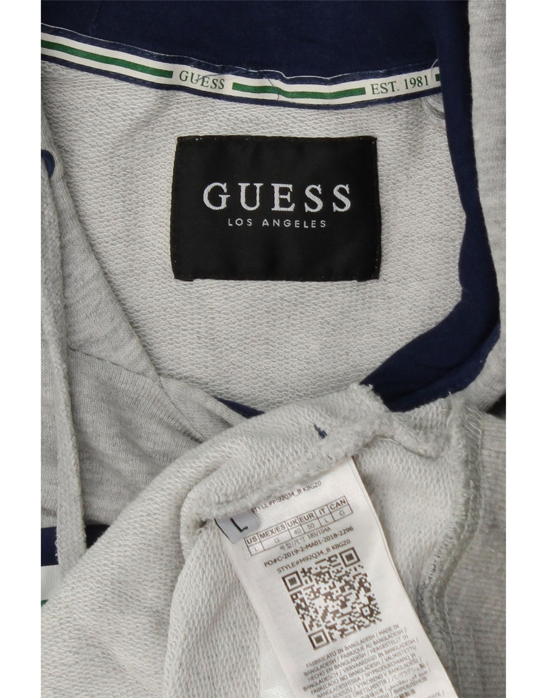 GUESS Herren-Kapuzenpullover mit Grafik, groß, graue Baumwolle